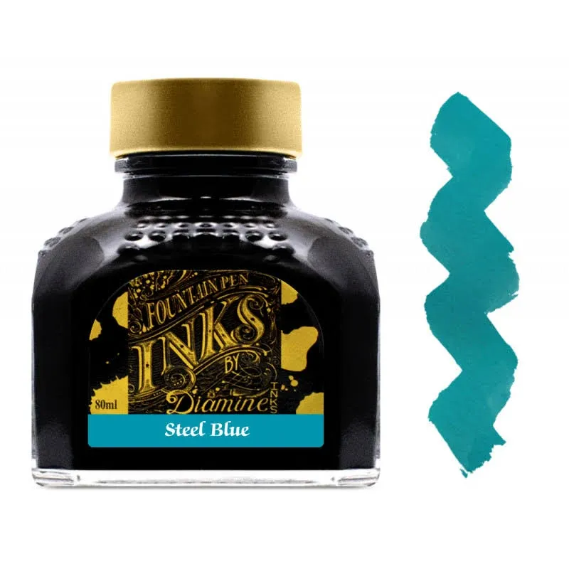 Diamine 80ml Steel Blue Fountain Pen Ink Bottle