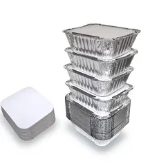 55 Pack 1LB Aluminum Foil Pan Containers with Lids