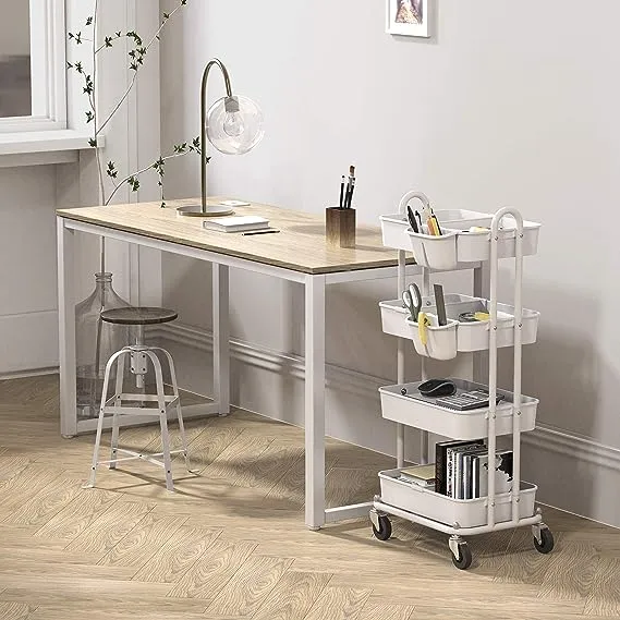 Simple Houseware Heavy Duty 4 Tier Rolling Cart White Utility Storage Organizer