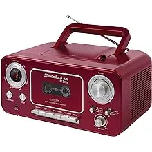 Studebaker - BT Series Portable Bluetooth CD Player with AM/FM Stereo - Red