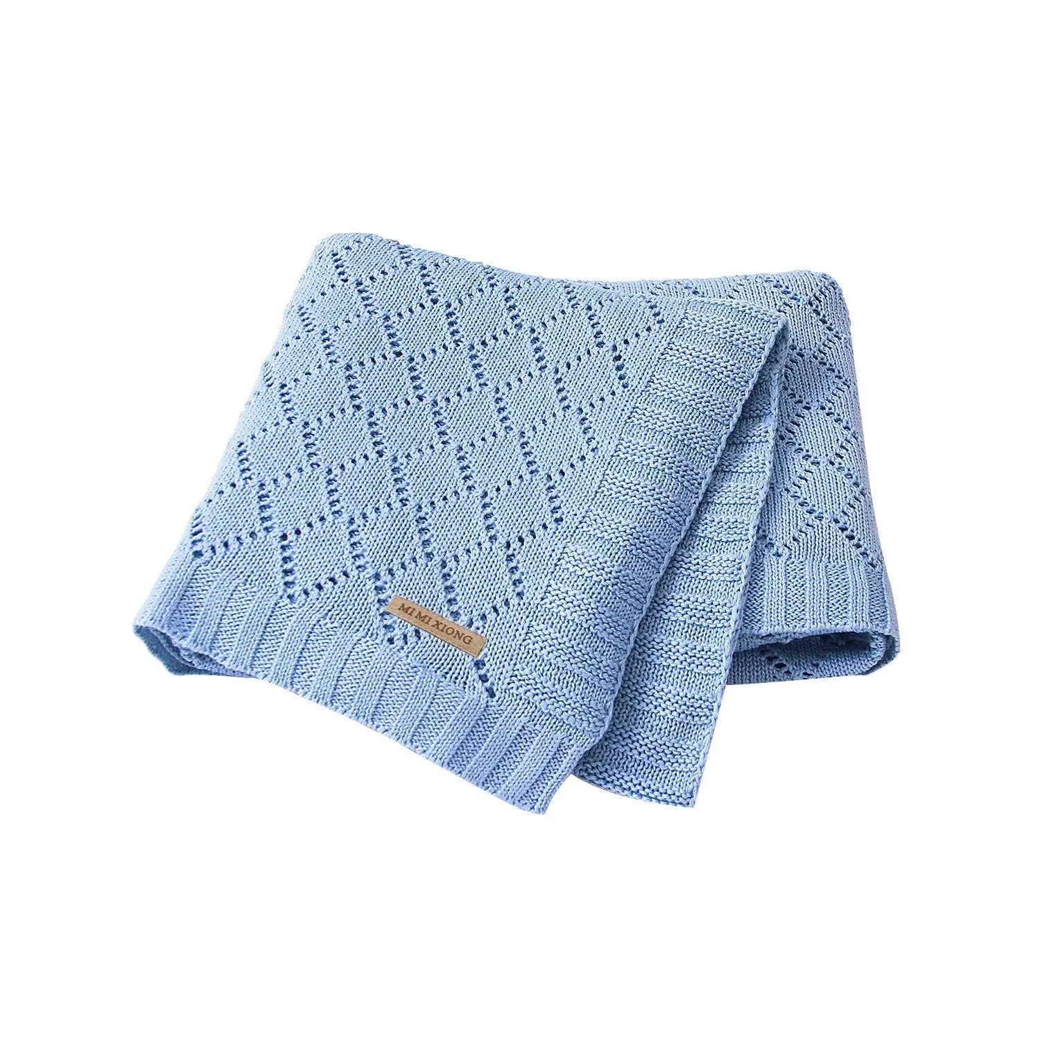 mimixiong Toddler Blankets Knitted Cellular Baby Blankets for Boys and Girls Blue ...