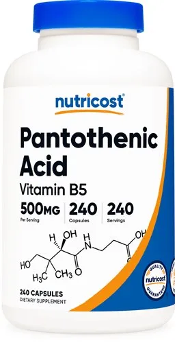 Nutricost Vitamin B5 Pantothenic Acid Capsules 120 Capsules