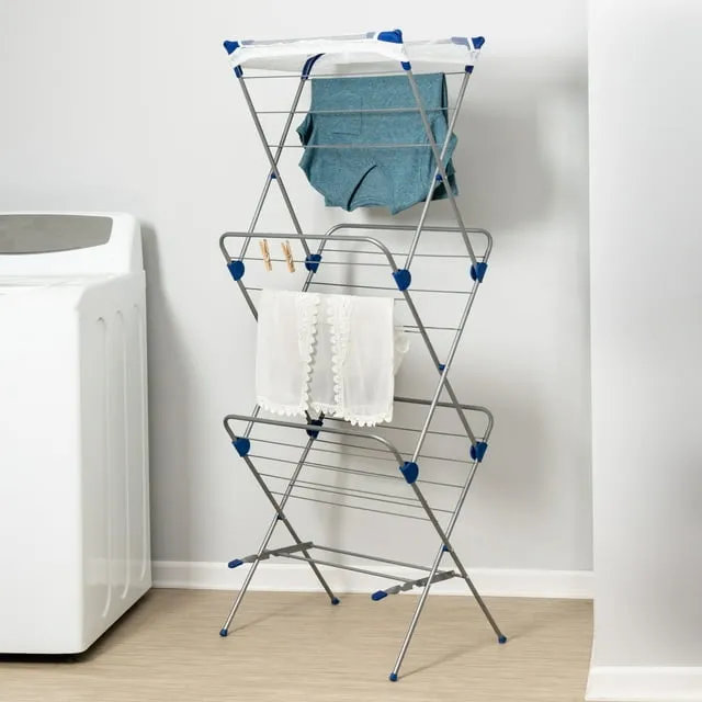 Honey-Can-Do 3-Tier Folding Accordion Steel Clothes Drying Rack with Mesh Top