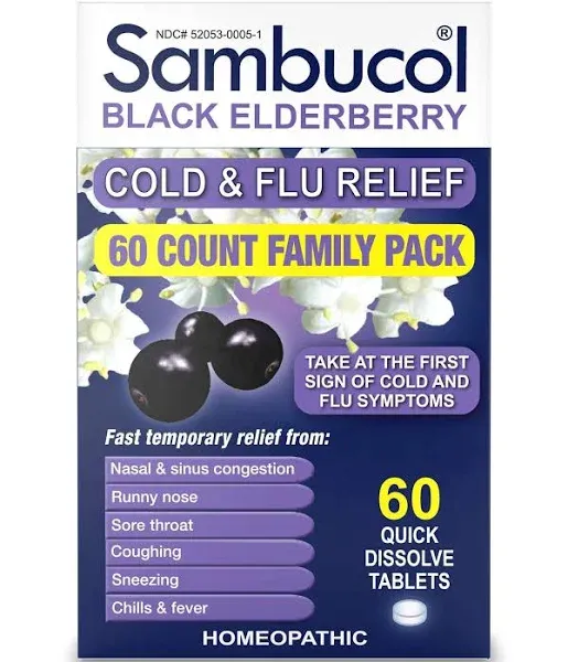 Sambucol Black Elderberry Cold & Flu Relief 60 Tablets