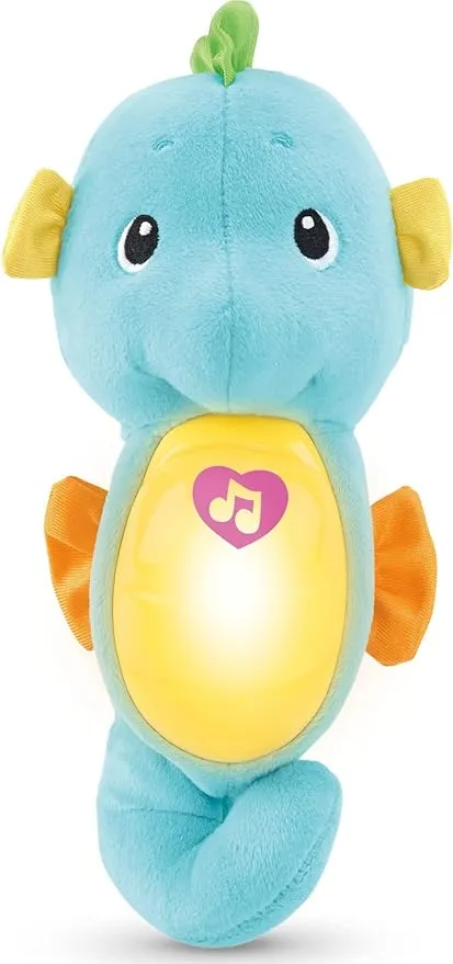 Fisher-Price Musical Baby Toy, Soothe & Glow Seahorse, Plush Sound Machine With Lights & Volume Control For Newborns, Blue