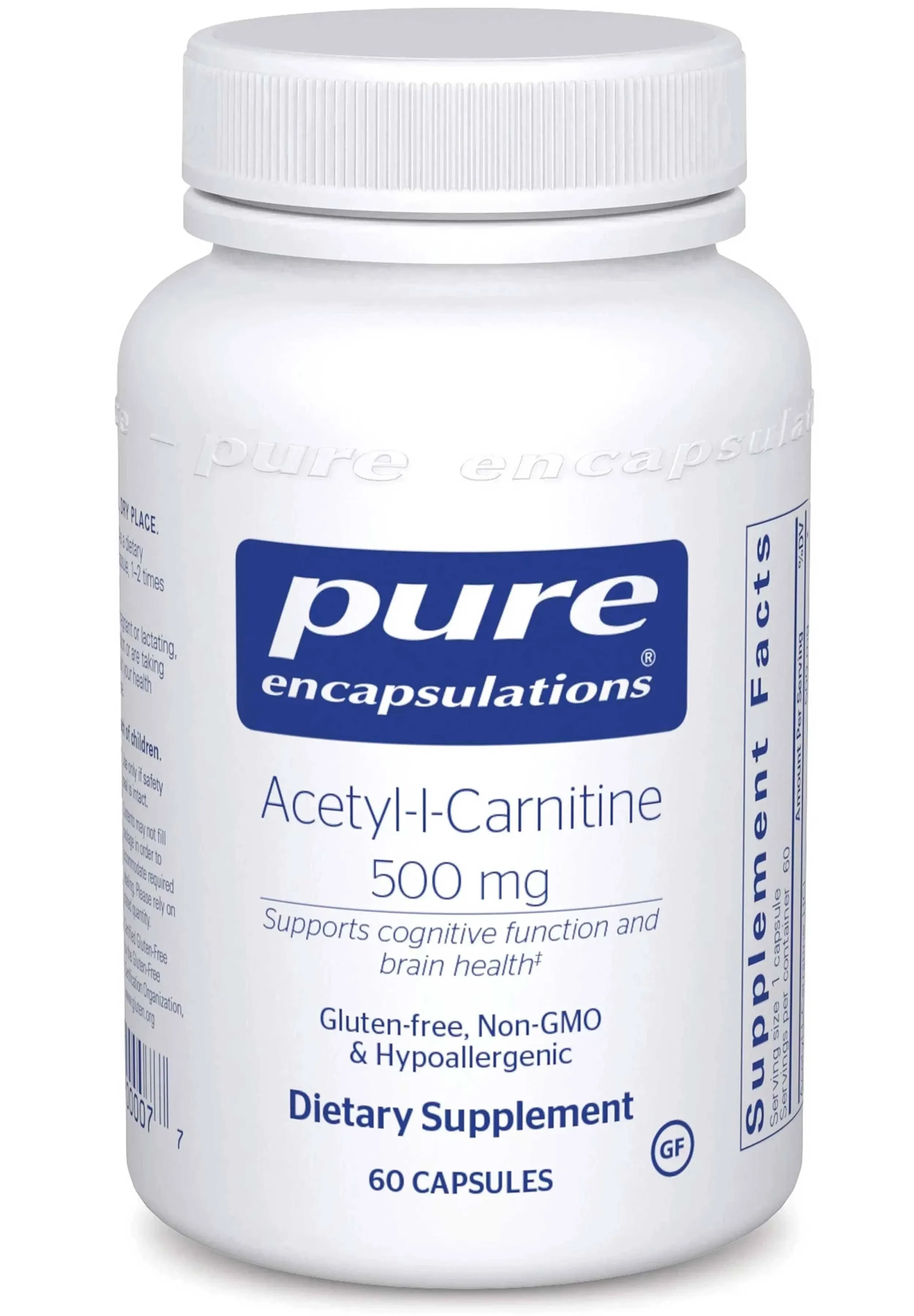 Pure Encapsulations Acetyl-L-Carnitine 500 mg - Memory & Brain Supplement - Brain Support & Focus* - Gluten Free & Non-GMO - 60 Capsules