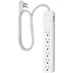 GE 6 Outlet Surge Protector with 3 ft. Designer Braided Extension Cord, White