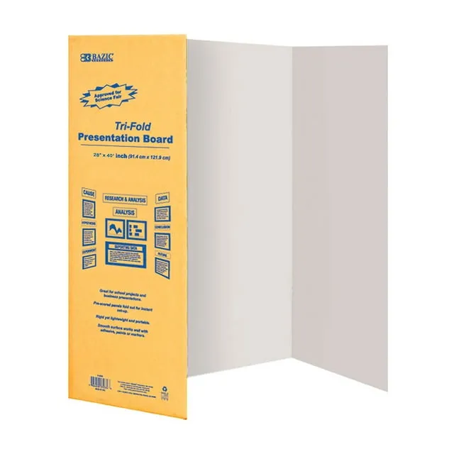 BAZIC Trifold Presentation Board 28" X 40" White, Tri-Fold Corrugated Poster Boards, Cardboard for Display Boards Science Fair Art Project, 30-Pack