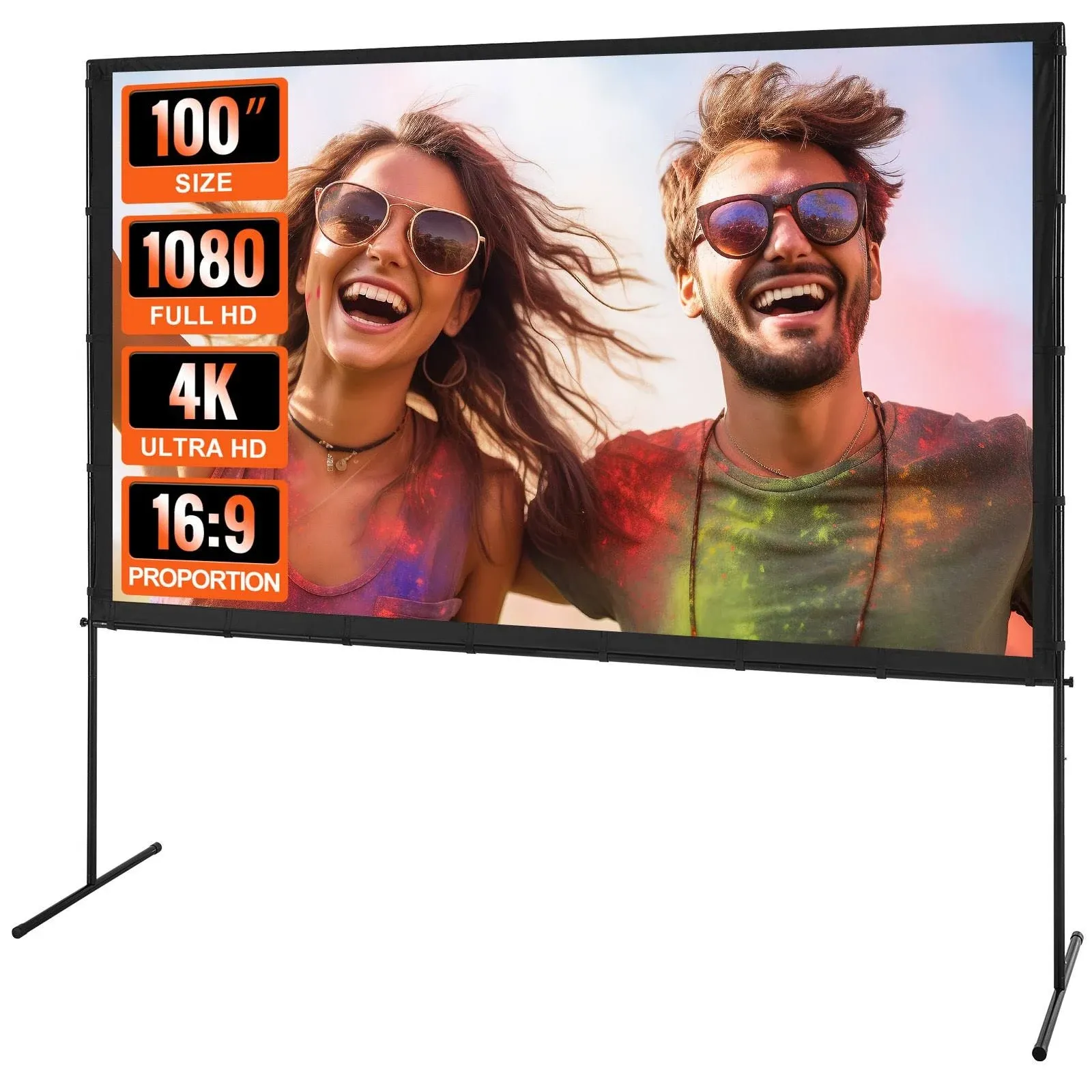 VEVOR Projector Screen with Stand 100 inch 169 4K 1080 HD Outdoor Movie Screen with Stand TYPM20ZJSPJ1L6YJBV0