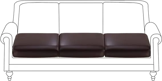 Faux Leather Couch Cushion Slipcover, Waterproof Stretch Covers for Sofa, RV Chair Seat Cover, Individual Loveseat Couch Cushion Replacement, PU Leather Sofa Slipcovers(3 Pack, Brown)