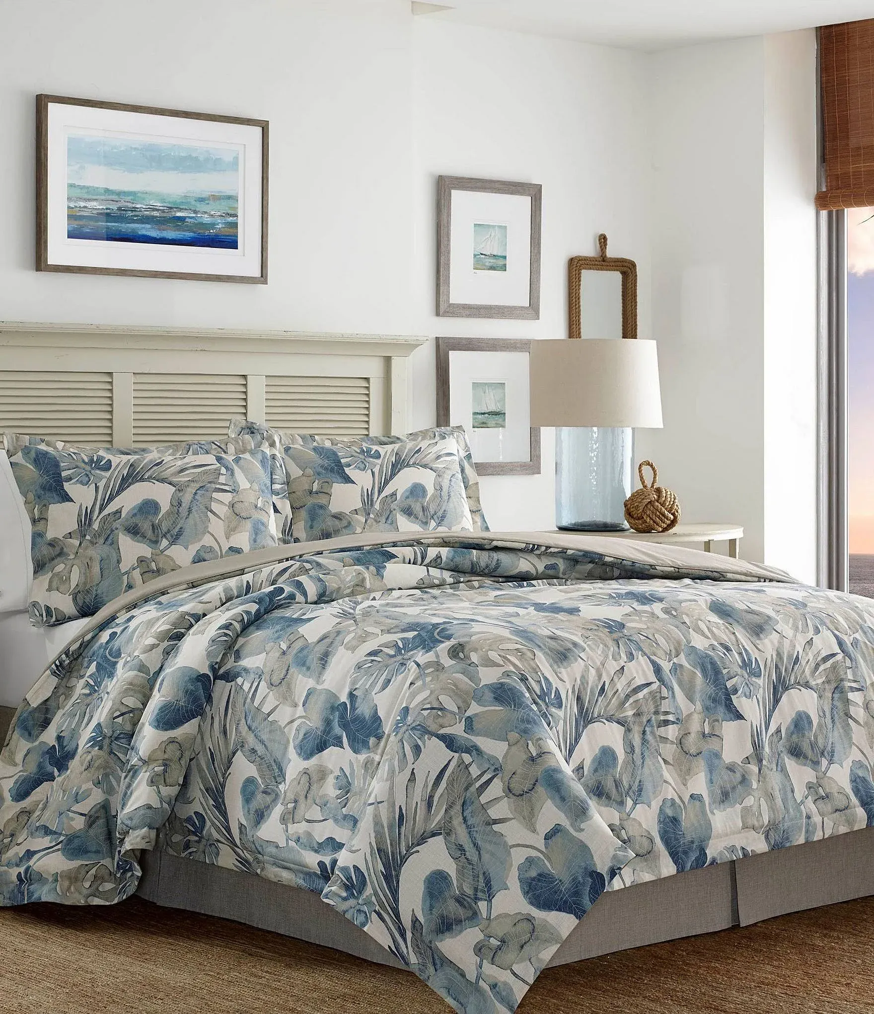 Tommy Bahama Full Queen Duvet Cover Set - Raw Coast Blue
